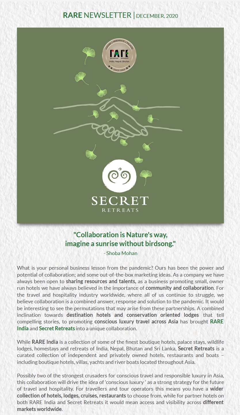 gINKgo I RARE Newsletter I Vol 20 I Dec 2020 I Collaboration with Secret Retreats